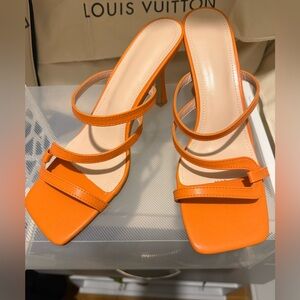 Orange Strappy Heeled Sandals